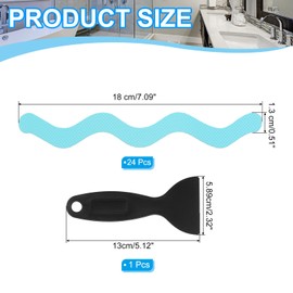 PATIKIL Badewanne Anti-Rutsch Aufkleber 18x1,3 cm, 24er Pack S-Form Sicherheits Dusche Grund Anti-Rutsch Aufkleber mit Klebepunkten Schaber für Badewanne Dusche Grund Treppe, Blau