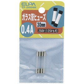 エルパ (ELPA) ガラス管ヒューズ 配線 保護 250V 0.4A 30mm 2個入 TF-2004H