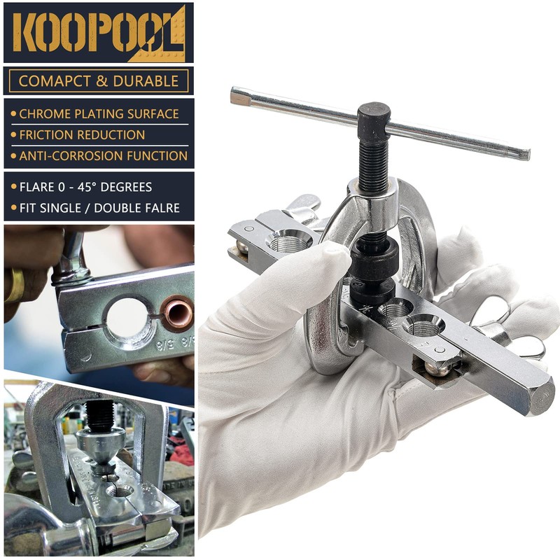 KOOPOOL Double & Single Flaring Tool Kit for Brake Line
