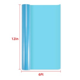 Srunffe Clear HTV Vinyl for Sublimation, 12" X 6FT Upgraded Sublimation Vinyl - Wash Durable Clear Dye Sub HTV for Light-Colored Cotton Fabric(Matte & Glossy) (Clear HTV Glossy (Blue）)