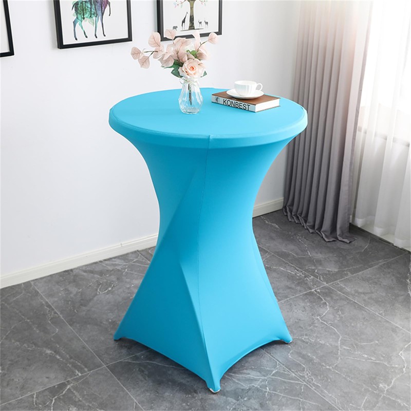 Rakila 2 Pack 43x32 Inch Spandex Round Tablecloth Cocktail Turquoise
