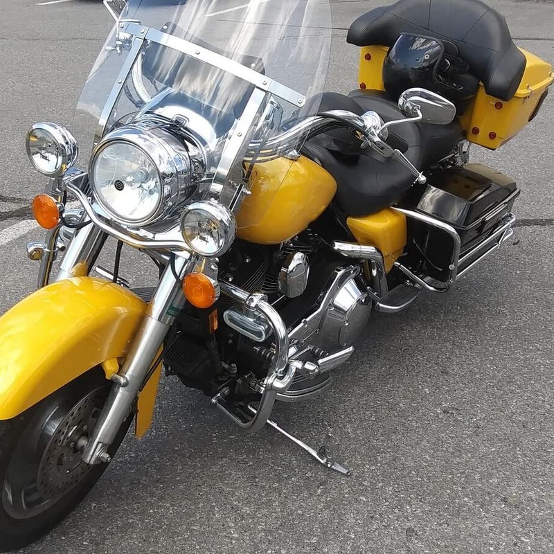 ECOTRIC Chrome Saddle Bag Guard Rail Bracket Compatible with 97-08