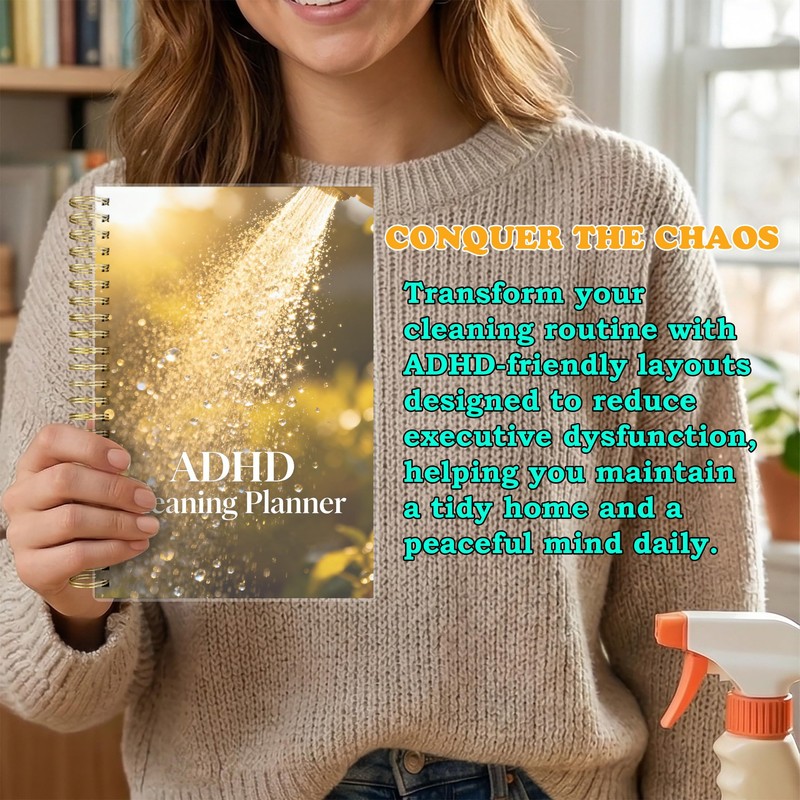 ADHD Cleaning Planner - Checklist Notebook for Executive Dysfunction -
