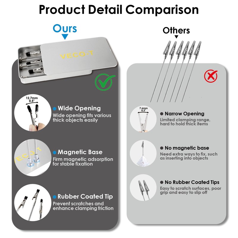 6PCS Magnetic Flexible Gooseneck Arm Alligator Clips Set, Helping Hands