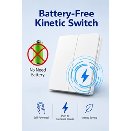 Self-Powered Wireless Light Switch Kit for Home Lighting – Battery-Free 433MHz RF Remote Wall Switch with Mini Receiver for AC 110-250V