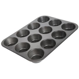 wenco Premium 12 Muffin Moulds, Non-Stick Baking Moulds, Dishwasher Safe, Black, Aluminium