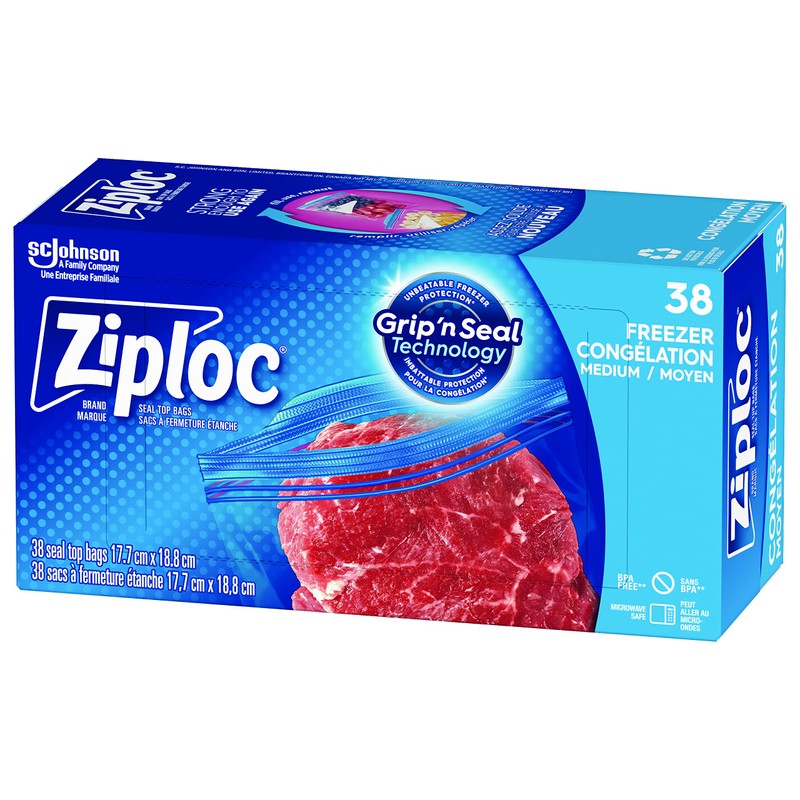 Ziploc Medium Food Storage Freezer Bags, Grip 'n Seal Technology