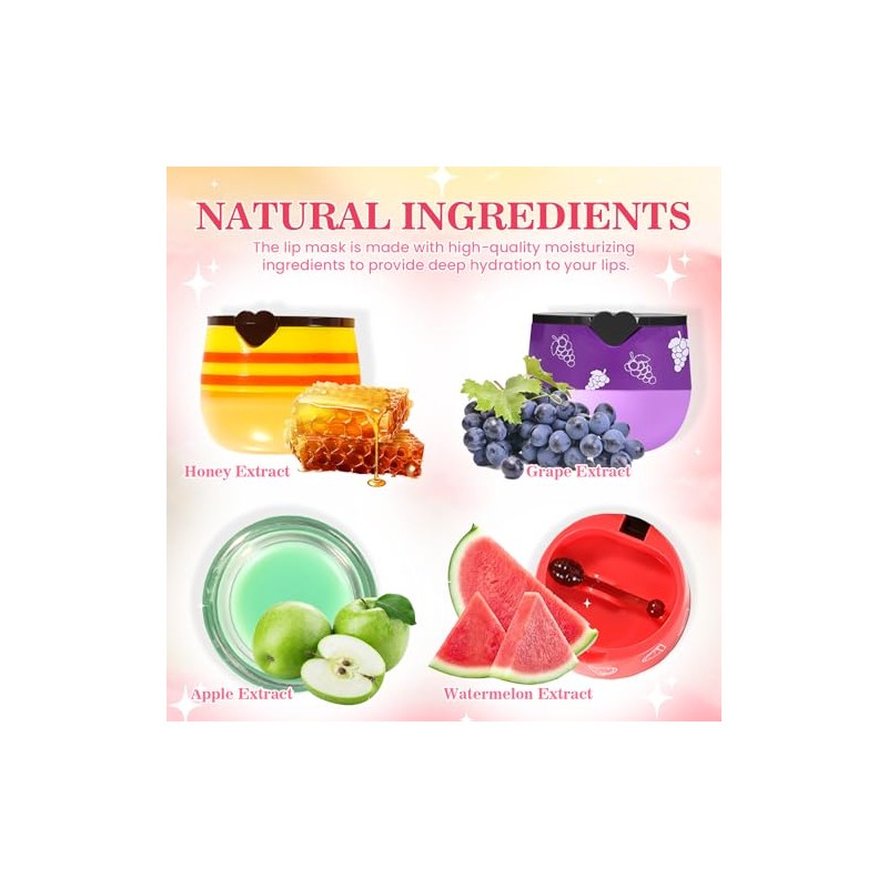 4PCS Bee Lip Balm Honey Pot Propolis Grape Apple Watermelon