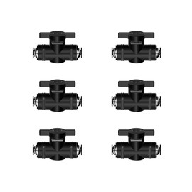 EterMutable 6-PACK 8MM Tube OD Push to Connect Air Flow Control Valve, BUC-8 Pneumatic Ball Valve Quick Connect Air Line Hose Fittings