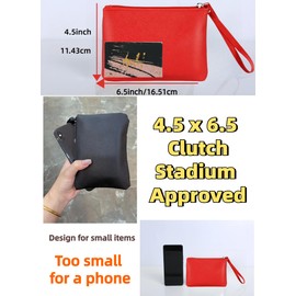 SeBUCUOO 4.5 x 6.5 Clutch Stadium Approved, Leather Coin Purse for Women Wristlet Money Pouches for Cash Car Change with Zipper Lipstick Holder, Extra Small Makeup Bag for Purse Organizer Insert, Red