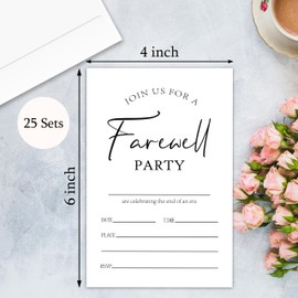 Jdgbo Farewell Party Invitations, Minimalist Graduation Invitation Cards, Retirement Party Invitations 25 Invitations With Envelopes, Fill In Style Invite Cards For Farewell Party -004