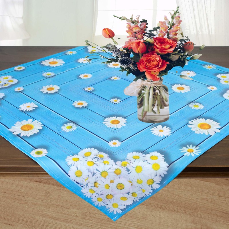 KAMACA Tablecloth Spring Summer Colourful Flowers Washable Kitchen Dining Table