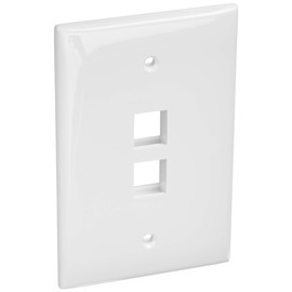 Leviton 41091-2WN QuickPort Midsize Wallplate, Single Gang, 2-Port, White