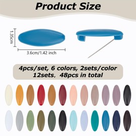 OLYCRAFT 48pcs 6 Colors Scarf Safety Pins Plastic Brooch Pins Bandana Pin Hollow Oval Hijab Pins Headscarf Decoration Pin Scarf Hijab Pin Safety Locking Cloth Nappy Pin for Women Muslim Scarf Clothing