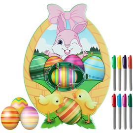 Easter Egg Decorator Kit, Egg Painting Kit with Egg Spinner, Easter Egg Coloring Kits with 3 DYE Eggs, 8 Colorful Quick Drying Markers, DIY Easter Eggs Painting Decorating for Kids Gifts