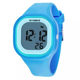 Unbranded Men's Digital Sports Watches LED Electron 50m Waterproof Luminous Silicone Watch - Blue