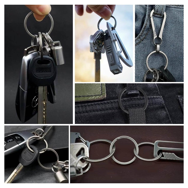 EULAPGOE Pack of 3 Titanium Key Rings, 25/20/16 mm Titanium