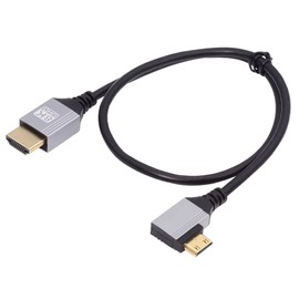 Cablecc 8K 4K Mini HDMI 2.1 Ultra Thin HDTV Cable Hyper-Super Flexible Slim Cord Type A to Type C Right Angle for Camera HDTV 50cm