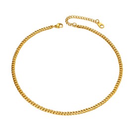 18K Gold Miami Cuban Link Chain Necklace Hip Hop Layered Chain Men Jewelry Women Choker Necklace