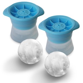 LINGLAN Ball Shaped Ice Cube Trays, 6 cm, Pack of 2 (Blue)