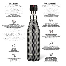 Les Aristes Paris A-8137 Bottle Up Water Bottle, Stainless Steel, 500 ml, Texture Metal
