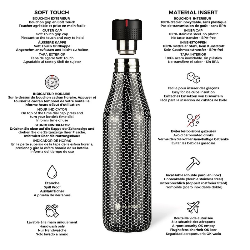 Les Aristes Paris A-8137 Bottle Up Water Bottle, Stainless Steel,