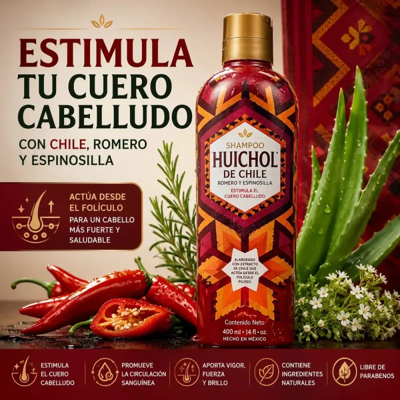 Shampoo Huichol De Chile, Romero Y Espinosilla 400 Ml