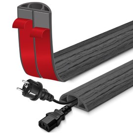 Floor Cord Cover for Wires on Floor Self Adhesive Cord Hider Floor Cable Management Wire Covers for Cords Protector Prevent Cable Trips Cord Cavity W 0.59" x H 0.31", Deep Gray Wood, 3.3Ft