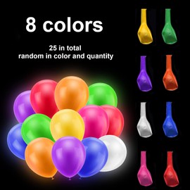 Pack of 25 LED Balloons, Luminous Balloons, LED in the Dark Balloons, LED Balloons, Colourful Balloons, LED Flashing Balloons, Wedding Party, Birthday, Party Balloons