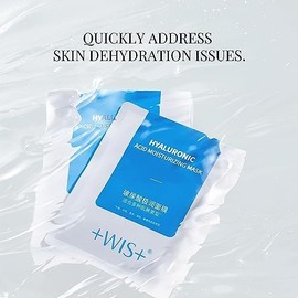+WIS+ Máscara facial de ácido hialurónico 24 EA con suero de ácido hialurónico y vitamina B5, máscara facial para piel seca, máscara antienvejecimient