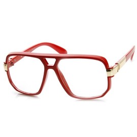 zeroUV Classic Square Frame Plastic Clear Lens Blue Light Aviator Glasses (Red)