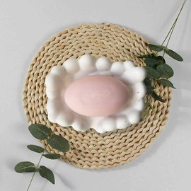 White Bathroom Soap Dish,Self Draining Soap Dish,Ceramic Soap Holder for Counter Top,Bar Soap Holder