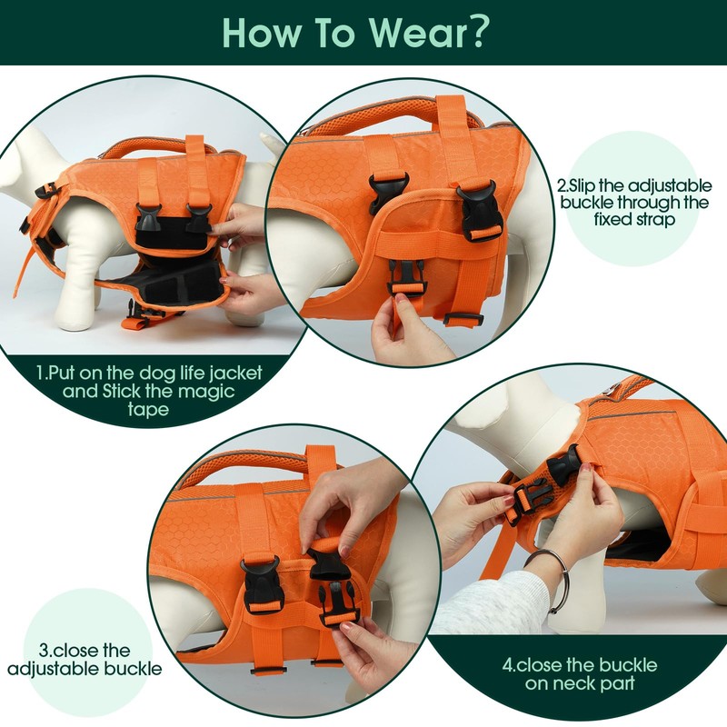 Kuoser Dog Life Jacket High Flotation, Reflective Dogs Life Vest