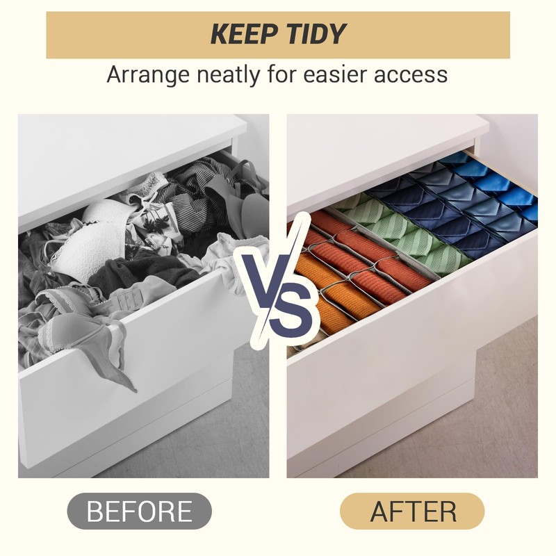 PINGMIC Gray Sock Organizer Divider 2 Pack - 24 Cell