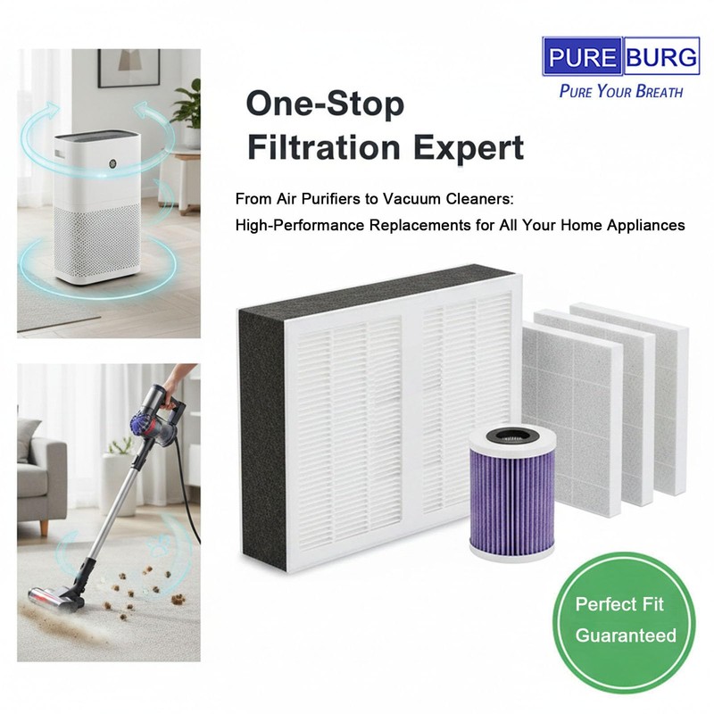 PUREBURG Replacement Filter Compatible With Dupray Bloom Air Purifier AIR030W,
