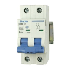 ASI NDB2-63C25-2 DIN Rail Mount Circuit Breaker, UL 1077 Supplemental Protection, 25 amp, 2 Pole, 240/480V, General Purpose Trip Curve C