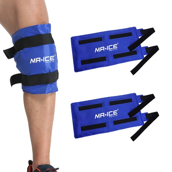 Knee Ice Pack for Injuries Reusable Knee Ice Pack Wrap Around Entire Knee After Surgery - 2 Gel Ice Packs for Knee Ice Wrap Cold Compress for Bursitis, Meniscus Tear, ACL - Large Ice Packs - 19"x9.8"