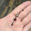 Luxe Modz Belly Navel Dangle Ring Key with Red Rose