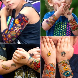 Tazimi Temporary Tattoo Full Half Arm Temporary Tattoos -Marine organism Dinosaur Outer Space Race Car Fake Tattoos for Party Supplies