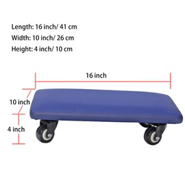 Btibpse Roller Seat 360 Degree Rotating Low Stool with Wheel Chair PU Leather Universal Swivel Caster Wheels for Home Office Fitness and Garage (Rectangle Blue)