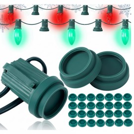 Threlaco 100 Pcs Christmas C9 C7 Socket Cap Light Bulbs Safety Plugs Double Sided Stringers Light Socket Cap Covers for Most Standard C7 C9 Unused Lamp Outdoor Indoor Roof Holiday Covering (Green)