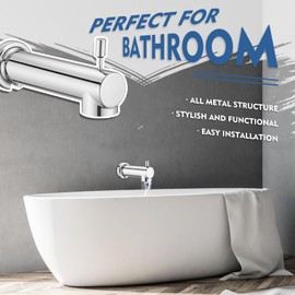 YASINU Slip on Extra Long Tub Spout with Diverter Universal Tub Diverter Spout for 1/2" Copper Water Pipe, Chrome