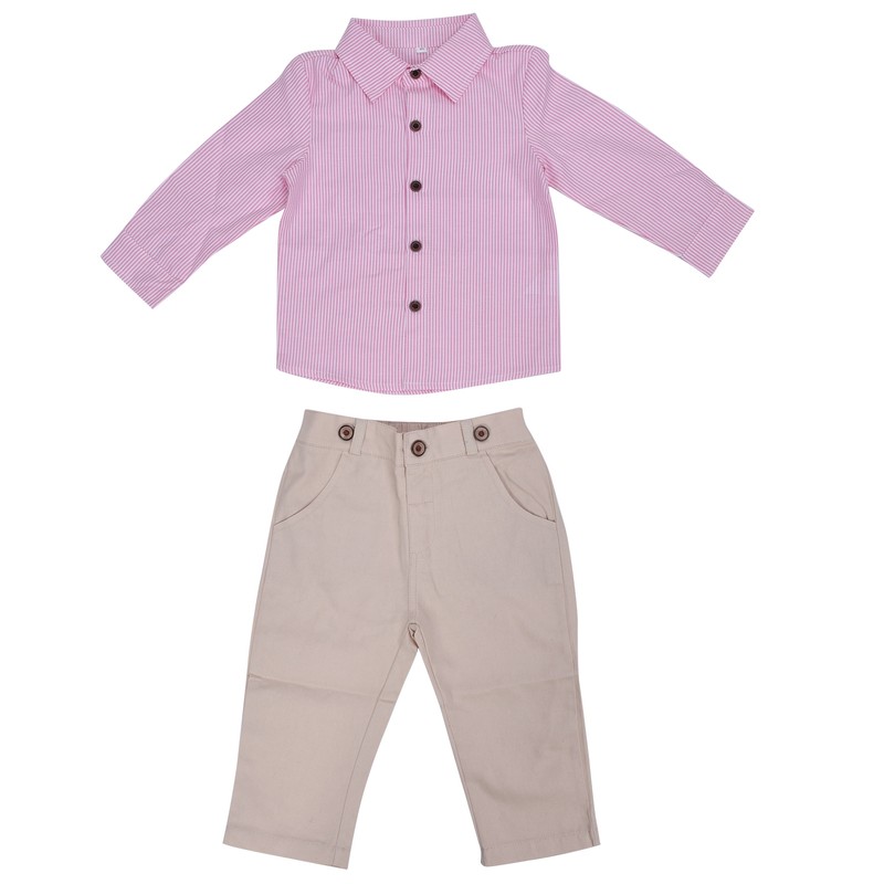 Baby Boy Gentleman Outfit Children Exquisite Stripe Shirt Suspender Pants