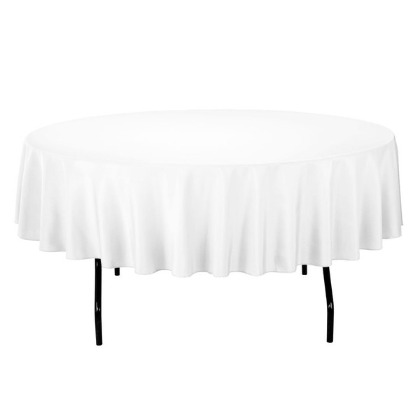 Gee Di Moda Tablecloth - 70" Inch Round Tablecloths for Circular Table Cover in White Washable Polyester - Great for Buffet Table, Parties, Holiday Dinner & More