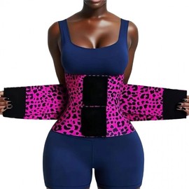 Cross-Border Triple Wrap Leopard Print Women's Sports Running Belt for Postpartum Waist Tightening Black & White Leopard + S 2ea
