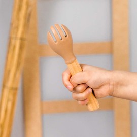 KH Kids Heroes Juego de Cubiertos con Cuchara y Tenedor de Silicona para Bebes y Niños Pequeños, Dark Pink