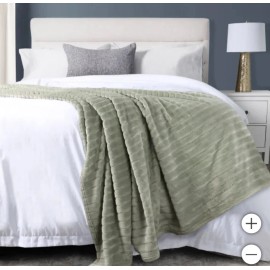 Life Comfort, 66" x 96" Oversized Plush Textured Throw (Choose Color) - Green