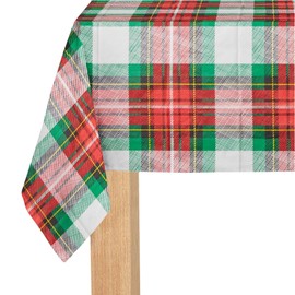 Coterie - Red and Green Plaid Paper Tablecloth | Beautiful Soft Plaid Paper Tablecloth for Christmas Parties, Winter Parties, Thanksgiving, Friendsgiving and More | 8.5' by 4.5' (Plaid)