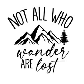 United by Color Not All Who Wander are Lost - Mountain Sticker 6x5 Inches - Strong Adhesive Waterproof Mountain Decal - Does not Fade, Used for Truck, Car, Helmet, Laptop, RV, Water Bottle
