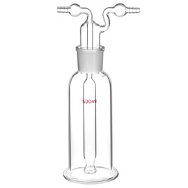 QWORK Lab Gas Washing Bottle Glass 500ML Vacuum Trap – Heavy Duty Borosilicate Glass with 29/32 Ground Joint – Ideal for Chemistry Lab Glassware Kit
